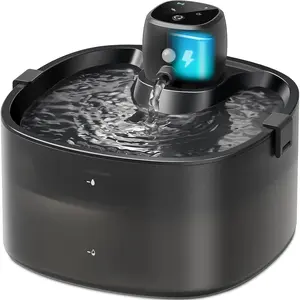 Water Fountain,  Fountain  Operated, 78oz/2.3L Pet Water Fountain Cordless, 4000mAh Rechargeable Automatic Fountain with Motion Sensor, Ultra-Quiet Pump & Locking Lid, Black