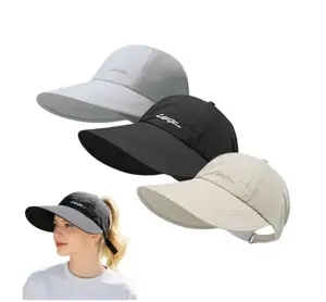 2 Pack Women's 2 in 1 Convertible High Ponytail UPF 50+ Sun Hat | SunSafeTok BeachTok GolfTok That Girl Aesthetic Wide Brim UV Protection Baseball Cap Visor | Adjustable Lightweight Hat for Hiking Running Travel Outdoor Wear