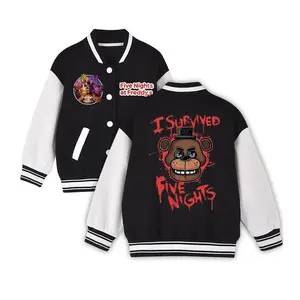 Five Nights at Freddy’s Vintage Varsity Jacket, FNAF Character Print Bomber, Horror Gaming Streetwear, Gift for Players