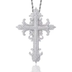 UCCIYO Baroque Carved Cross Pendant 【#CMP0306】Lab-Created Moissanite Pendant Copper Moissanite Pendant Necklace for Women Men Hip Hop Jewelry Gift summerwins