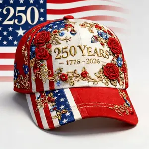 250th Anniversary 3D Rose Print Baseball Cap, Women's Floral Sun Hat, Perfect for Daily Outings, Independence Day & Casual Wear