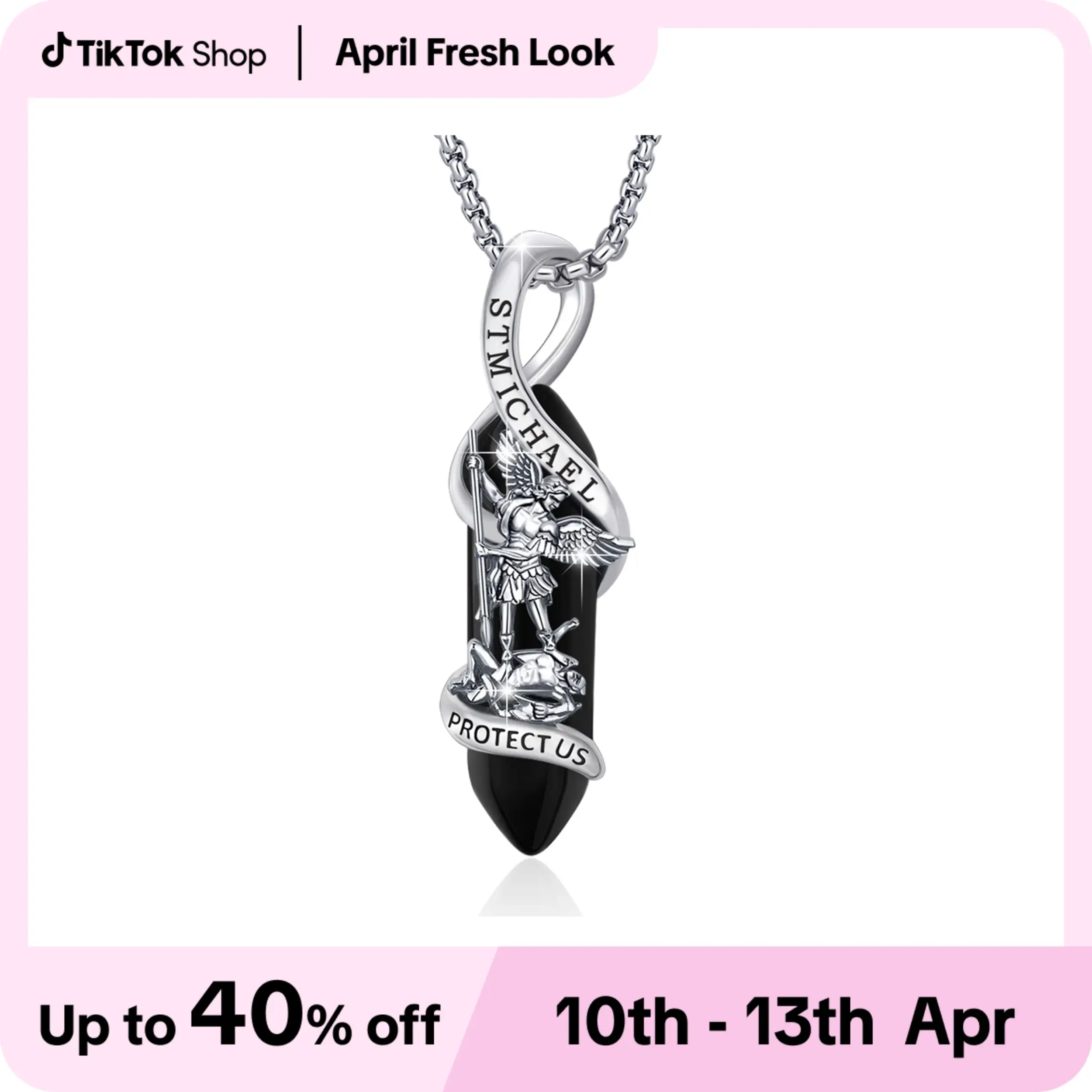 925 Sterling Silver Saint Michael Necklace Archangel Michael Pendant Healing Crystal Amulet Protection Catholic Jewelry for Men Women