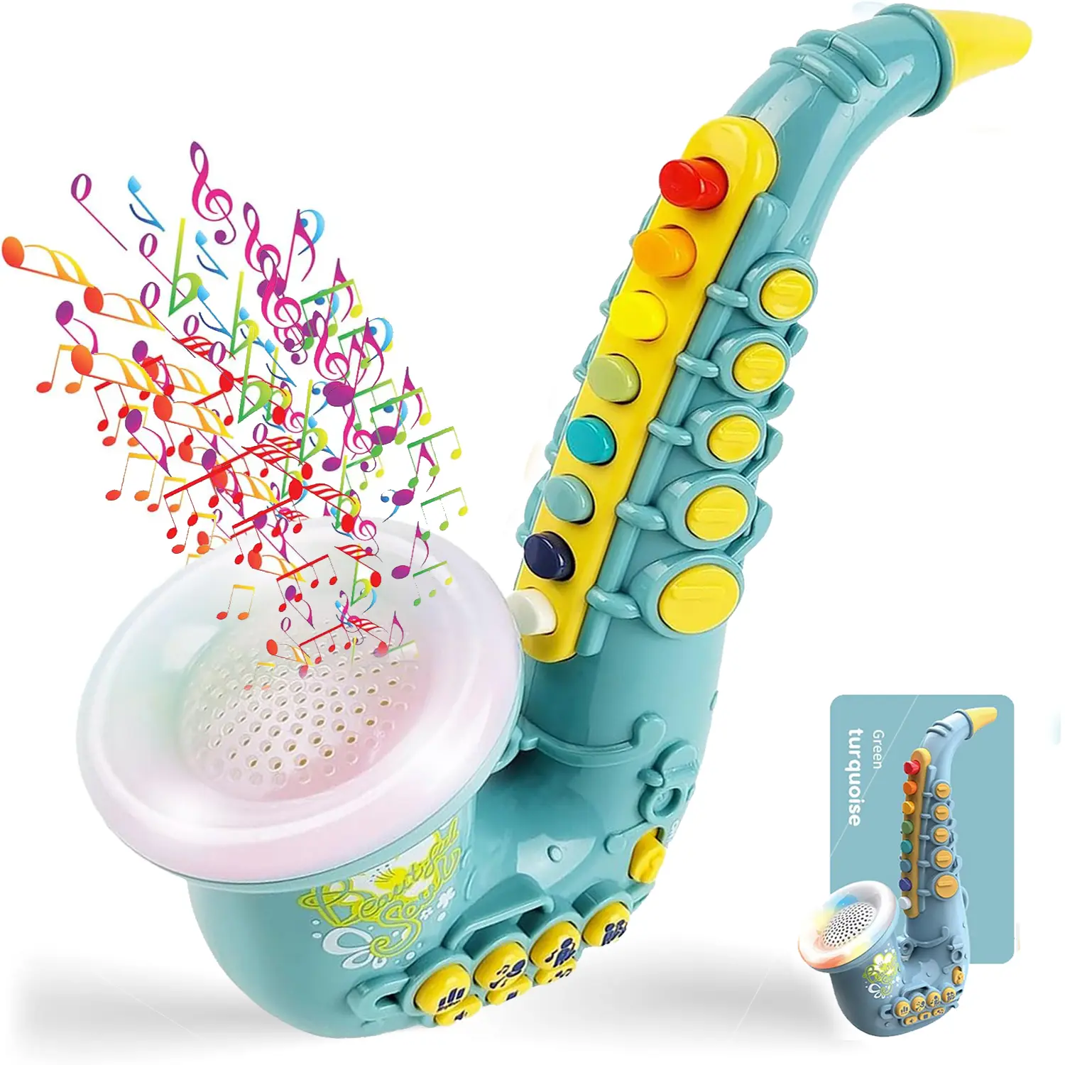 Toy Saxophone,Blue Digital Saxaboom With 4 Modes, Trumpet, Clarinet ...