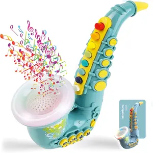 Toy Saxophone,Blue Digital Saxaboom With 4 Modes, Trumpet, Clarinet with Light & Sound, Early Education Musical Instrument Gift for Toddlers Beginners Kids Girls Boys