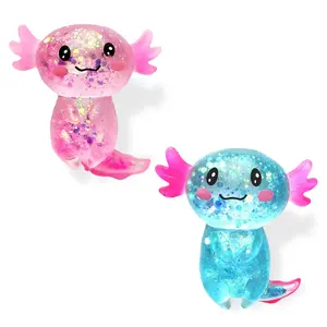 Axolotl Squishy Stress Relief Toy Glitter Fidget Toys Cute Malt Sugar Axolotl Toy Fidget Toys for Kids Youth Adult, Party Favors Anxiety Relief Squishy Toys