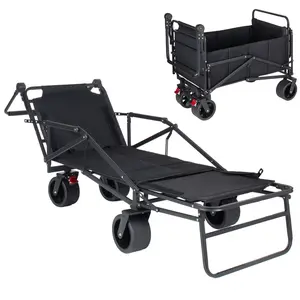 36.2*25.2*30.3in 2-in-1 Convertible Folding Wagon Chair, 650LBS Reinforced Steel Frame 600D Oxford All-Terrain 360° Swivel Wheel Brake Outdoor Utility Cart for Beach Camping Shopping