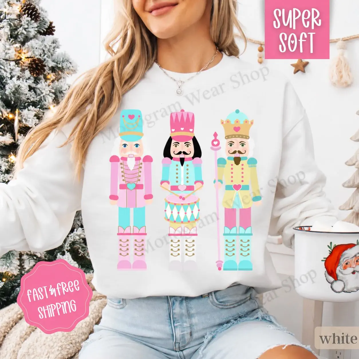Nutcracker Christmas Sweatshirt, Christmas Sweater, Women's Holiday Crewneck - Monogram Wear Shop