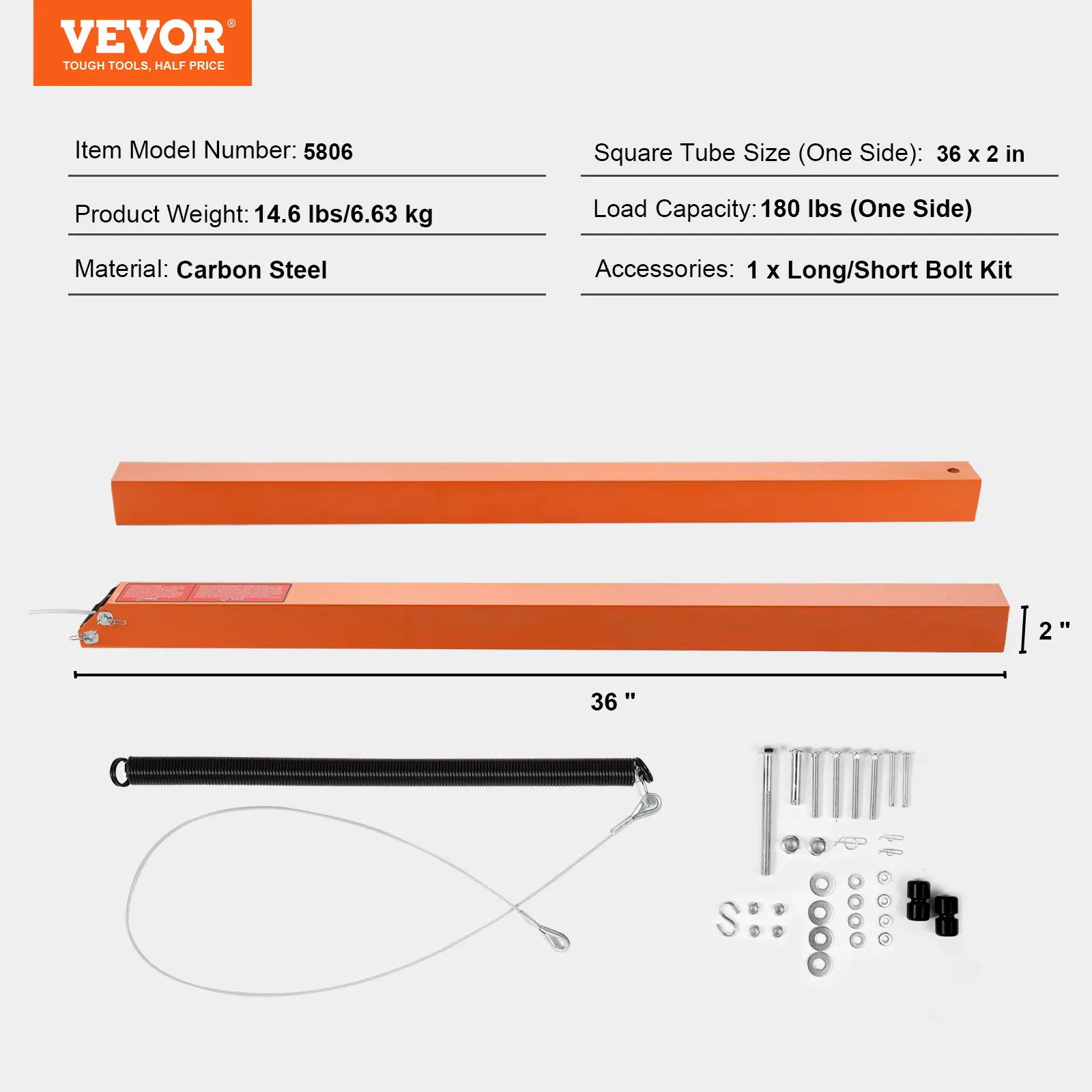 【DealsForYouDays】VEVOR TrailTailgate er Lift Assist,  , Max 180 lbs Load Capacity, Compatible with Open Utility Trailer Tailgate and Ramp, with 10 to 24 Inches Heights Side Rail and 4 to 6 Feet Height Tail Gate or Ramp Truck Lift Gate Car Ramp
