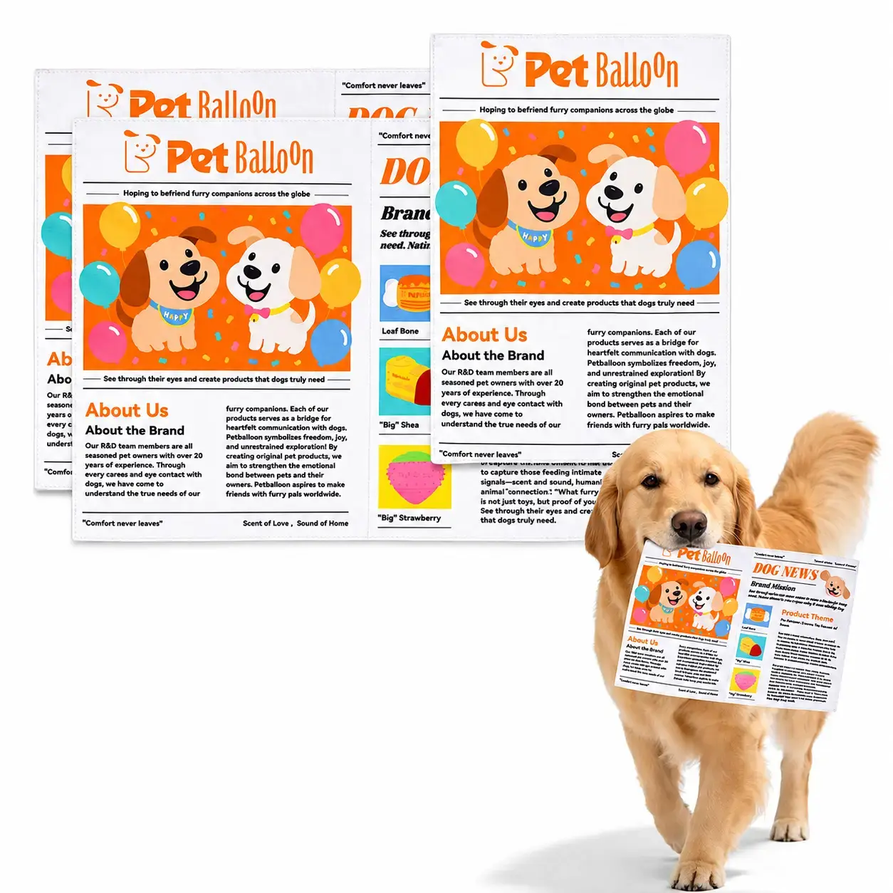 Durable Newspaper Pet Balloon Dog Toy - Crinkle Chew for Boredom Relief, Teeth Cleaning, Interactive Play - Safe, Non-Toxic, Washable, Quick-Dry