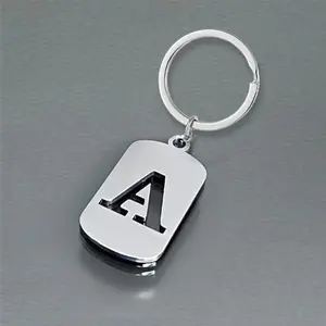 Stainless Steel Keychain with Letter Design, Simple Personalized Key Chain, Trendy Backpack Car Accessory, Hollow Out Style