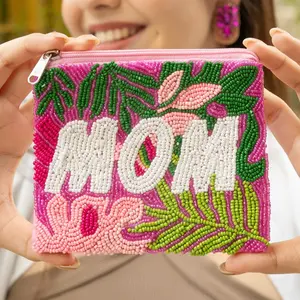 MOM Beaded Pouch Purse