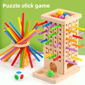 Montessori Tabletop Game Set, Math Learning Toy, Table Math Games, Pyramid Color Stick Dice Game, Fine Motor Skills & Counting, Family Travel Game, Ages 3+