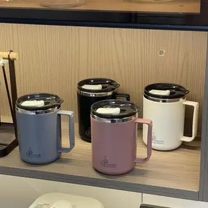 450ML Thick Stainless Steel Coffee Cup Tumbler with Lid, High Aesthetic Design, Durable Daily Use Mug for Office Home School, Thermos Cup