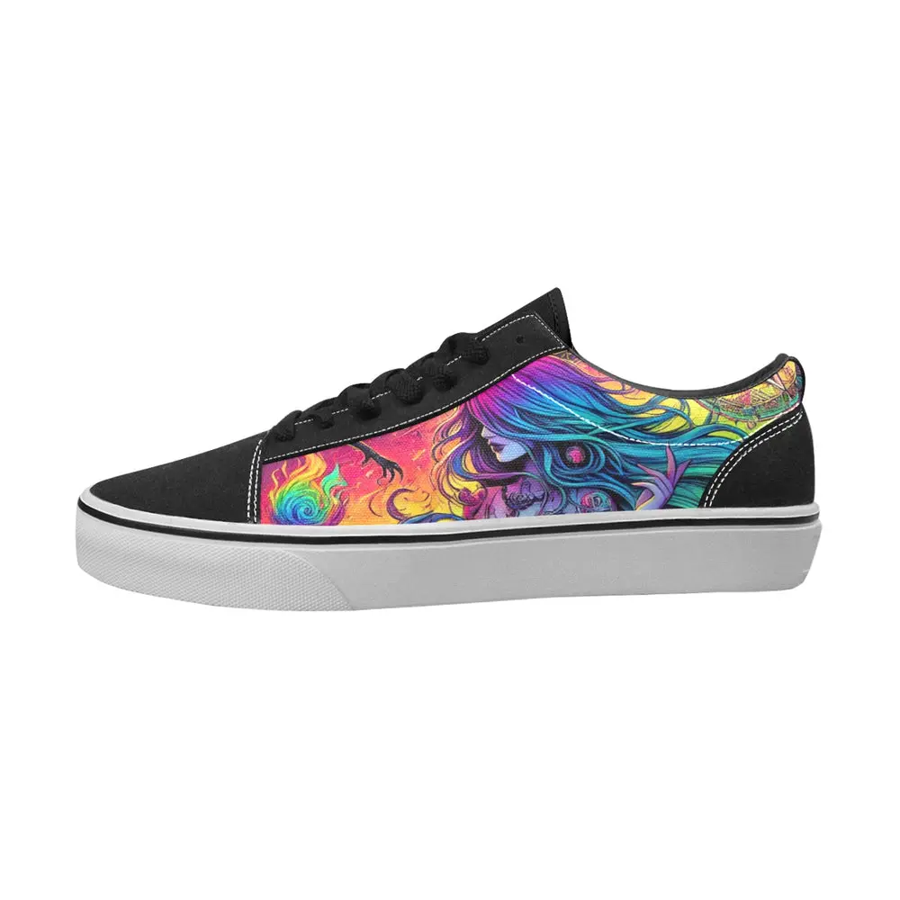 Trendy Trippy Everyday Rainbow Occult Goth Witch <Goddess Casual Women's Lace-Up Canvas Shoes Print 1