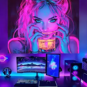 Tapestry Bedroom Cool Cute Girl Anime Wall Tapestry, Purple Tapestries In The Dark Art Wall Hanging Poster Room Bedroom Party Backdrop Decor