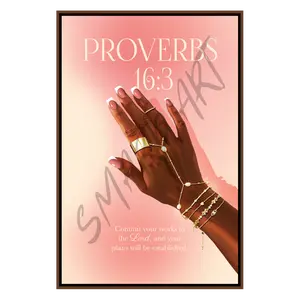 Proverbs 16:3 Pink Black Girl Wall Art - Smard Black Wall Art Print/ Canvas for Home /Office Decor