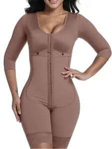 1 Count Women's Long Sleeve Body Shaperwear, Fajas, Colombian Shapewear With Adjustable Hooks, Anti-Slip Silicone Edge Body Shaperwear, High Waist Shaping, Butt Lifting And Tummy Control Body Shaper Bodysuit