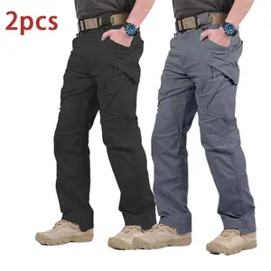 HOMUG Men's 2-Pack Lightweight Casual Work Pants & Tactical Hiking Pants Featuring durable multi-functional pockets and a straight-leg design, these pants are perfect for spring and autumn wear.