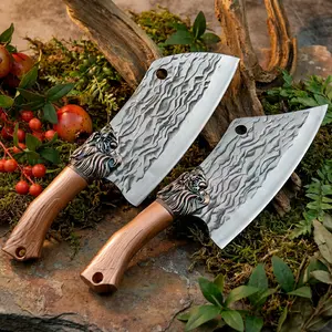 2-Piece Kitchen Cleaver Knife Set, Forged High-Carbon Steel Blades with Ergonomic ABS Handles, Sharp Vegetable & Meat Cleavers for Home Cooking