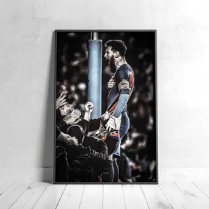 Lionel Messi Barcelona Poster, Football Soccer Canvas Wall Art Print, Soccer GOAT iconic sports poster