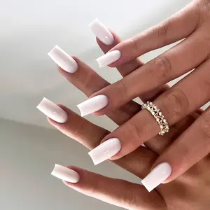 Short Square Fake Nail, 24pcs/set Press on Nails for Women & Girls DIY Nail Art, Elegant Stick on Nails Kit
