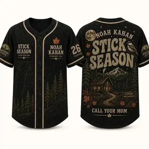Stick Noah Kahan Season Baseball Jersey, Vermont Folk Music Shirt, Rustic Cabin Forest Graphic Jersey, Unisex Fan Gift