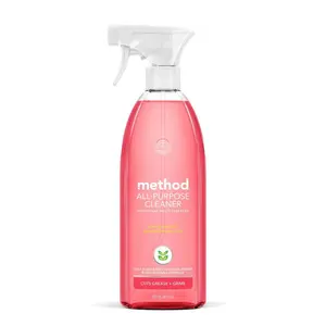 Method 28 oz. Pink Grapefruit All-Purpose Natural Surface Cleaner, pink grapefruit, plant-based cleaner, biodegradable formula, grease remover, grime remover, multi-surface, countertops, tile, stone, wood, glass, non-porous surfaces, cruelty-free, vegan