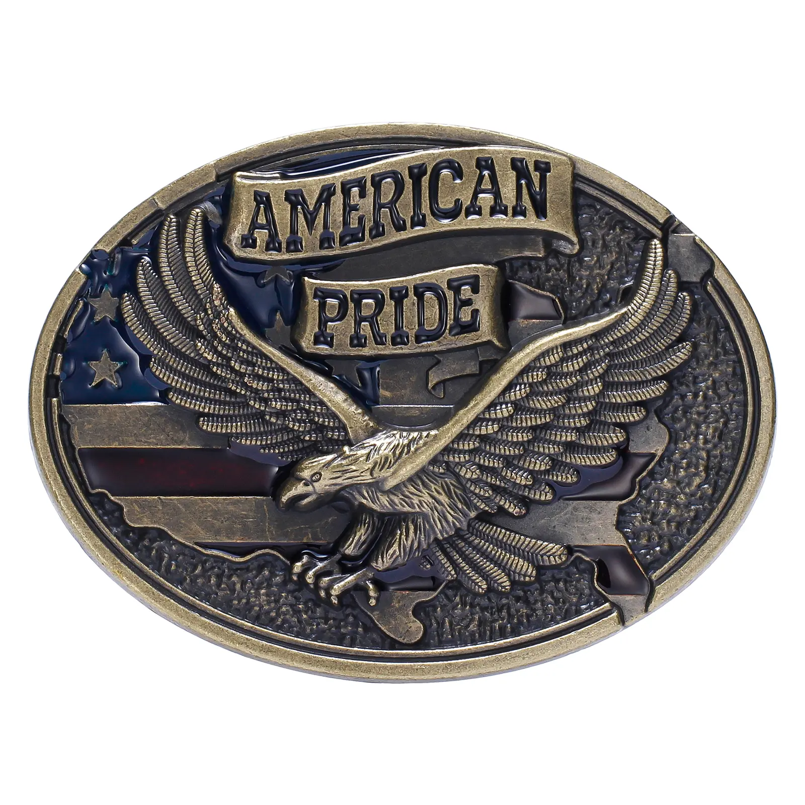 INDIVIDUAL BUCKLES,  bronze color elliptical, Western Cowboys Men's and Women's Belt Buckles,American flag & eagles,Western Fashion Pride