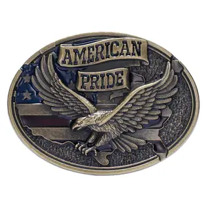INDIVIDUAL BUCKLES,  bronze color elliptical, Western Cowboys Men's and Women's Belt Buckles,American flag & eagles,Western Fashion Pride