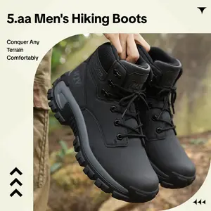 5.AA Men's All-Season All-Terrain Multi-Purpose High-Top Military Boots with Side Zipper - Lightweight, Breathable & Slip-Resistant Hiking Shoes for Mountaineering, Jungle Exploration, Rock Climbing, Camping and Casual Wear mens outdoor footwear outdoorfu