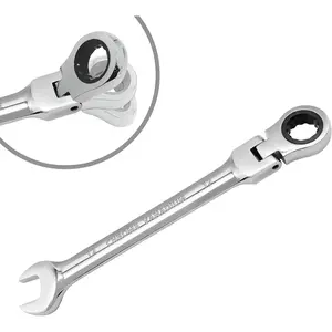 12mm Flex Head Ratchet Wrench, 12 Point Chrome Vanadium Steel Combination Spanner with 72 Tooth Ratcheting Gear, Metric Industrial Grade Tool for Automotive and Mechanical Maintenance