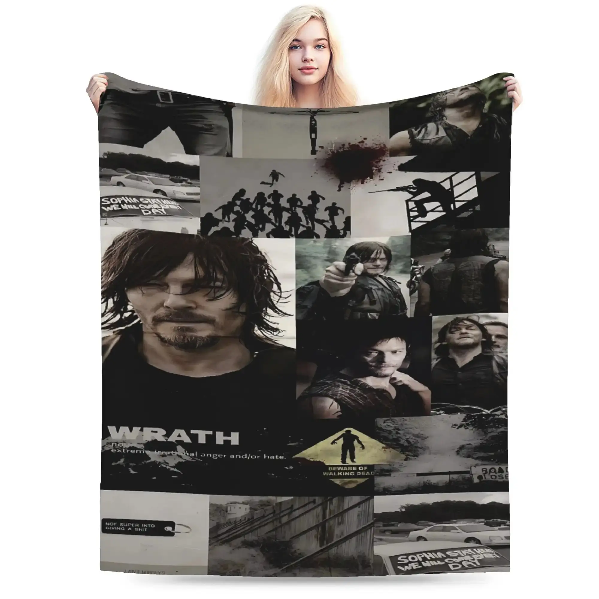 The Walking Dead themed print inspired ultra-soft flannel blanket - soft and comfortable for all seasons, suitable for living room, office, sofa