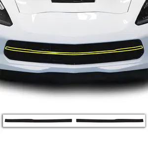 Chevy Corvette C7 Stingray 2014-2019 Front Grille Blackout Chrome Delete Kit – Precut Gloss Black Vinyl Overlays