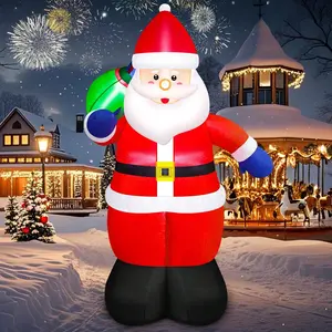 5FT Christmas Inflatable Santa Outdoor Decorations- Blow Up Santa Claus with Gift Bag Built-In LEDs Lighted Decor for Yard Garden Lawn Porch Xmas Holiday Party for Gifts