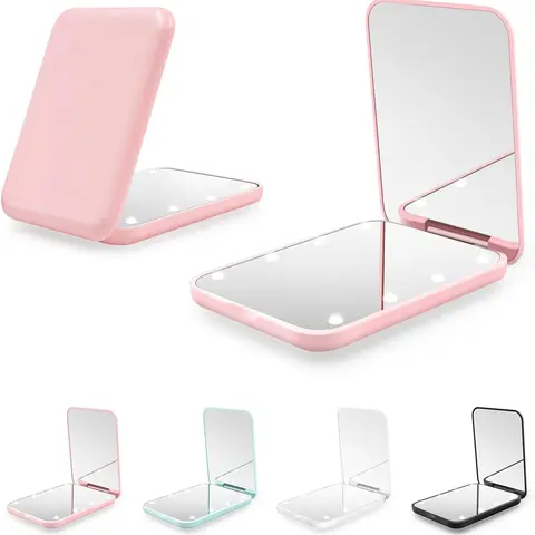 Mini Makeup Mirror with Light, 1X/3X Magnification LED Compact Mirror, Mini Mirror for Purse, Pocket, Travel and Gift