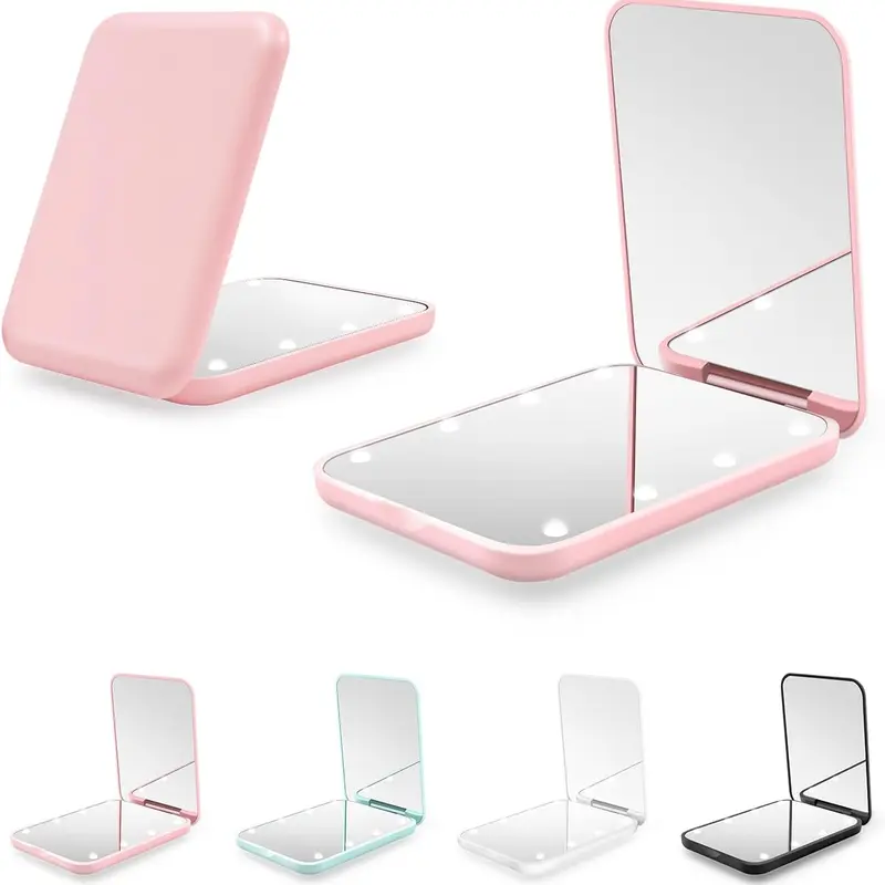 Mini Makeup Mirror with Light, 1X/3X Magnification LED Compact Mirror, Mini Mirror for Purse, Pocket, Travel and Gift