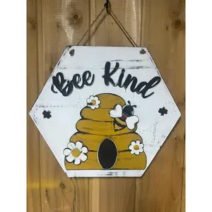 Bee Kind Sign Welcome Sign Honey Bee Door Hanger Honey Bee Sign
