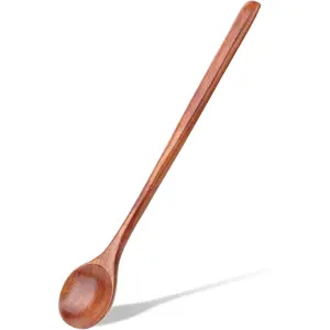 10.8 Inch Long Handle Wooden Spoons, Korean Spoon with Handle Spoon for Cooking,  Soup Spoons for Korean  Soup Cooking Mixing Stirring Kitchen Tools
