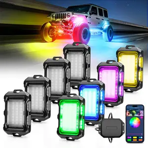 MICTUNING Q2 MAX RGB+IC Rock Lights, 8-16 Pods Multi-Color DIY Effect Underglow Neon Kit, Individual Group Control, APP Control
