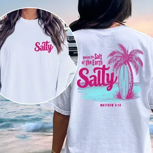Graphic Tee for Women, Stay Salty Christian Shirt, Matthew 5:13 Verse, Beachy Faith Design, Summer Vibes