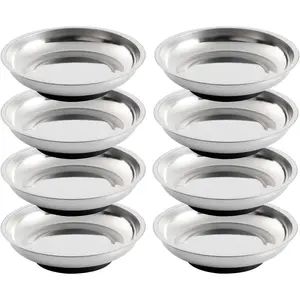 8 Pieces 3" Round Magnetic Bowl Trays Set Stainless Steel Magnetic Tool Tray Parts Holder for Screws, Sockets, Bolts, Pins, Mechanics and Automotive Work