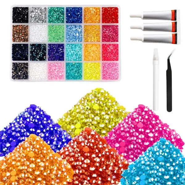 36000Pcs 3mm Resin Jelly Flatback Rhinestones, Multicolor Decorative Gems for DIY Crafts, Nail Art, Shoes, Books & Clothing