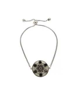 Metatron Cube Bracelet Silver – 72 Names of God King Solomon Seal