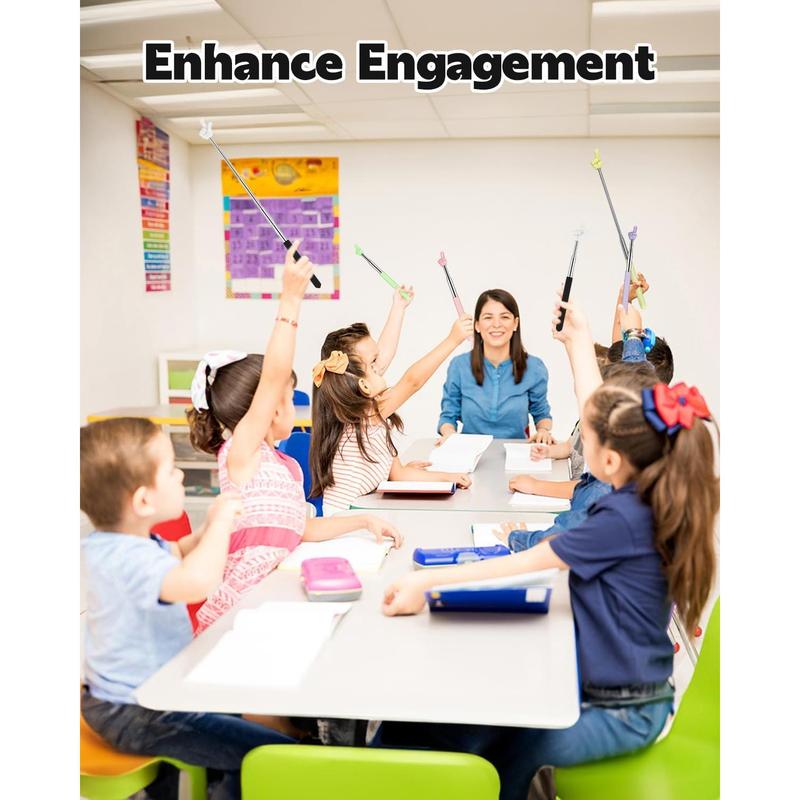 Extendable Finger Pointer Stick, School Collapsible Telescoping Long Hand Pointing Stick, Classroom  Have Supplies Essentials, Black