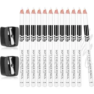 12Pcs White Barber Pencil with 2 Sharpener, Magic Hairline Pencils for Lineup Beard Shaping Beard Guide Pen Barber Chalk for Beards Hair Makeup Design for Men