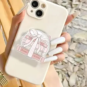 Pink Bow Book Stack Phone Grip, MagSafe Compatible