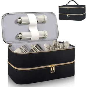 Double-Layer Carrying Case for Shark Flexstyle,Travel Carrying Case for Shark Flex Style, Double Layer Storage Case for Shark SpeedStyle Hair Dryer Attachments, Waterproof PU Leather Organizer Bag for Shark Flexstyle Airwrap Styler