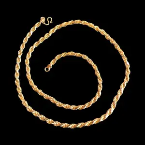 Gold Plated Stainless steel 2.5 mm Rope Double Chain Necklace Metal Coating