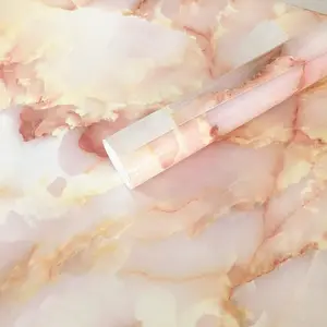 Pink Jade Marble Paper Granite Look Effect Countertops Adhesive Paper Gloss Vinyl Film Wallpaper Self Adhesive Removable 15.8inch by 79inch