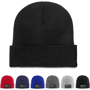Household daily necessities Personalized Beanie Hats Add Text Logo Photo Custom Cuffed Knit Hat Fun Warm Xmas Gifts for Women Men 6 Colors